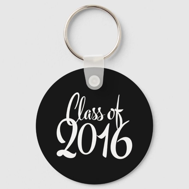 Class of 2016 Retro Typography Graduation Key Ring (Front)