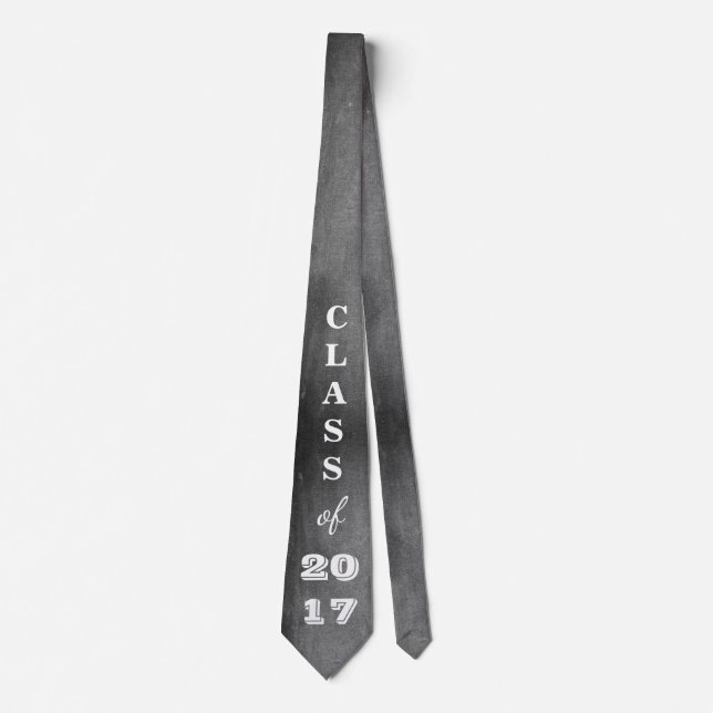 Class of 2017 Black White Chalkboard Typography Tie (Front)