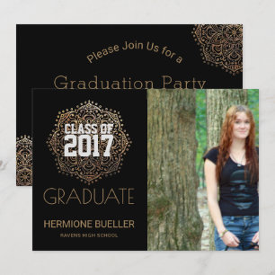 Class of 2017 Boho Mandala Photo Graduation Invitation