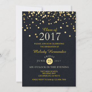 Class of 2017 Gold Glitter Sparkle Confetti invite