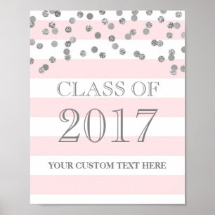 Class of 2017 Grad Sign Silver Confetti Blush