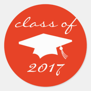 Class Of 2017 Label (Red Graduation Cap)