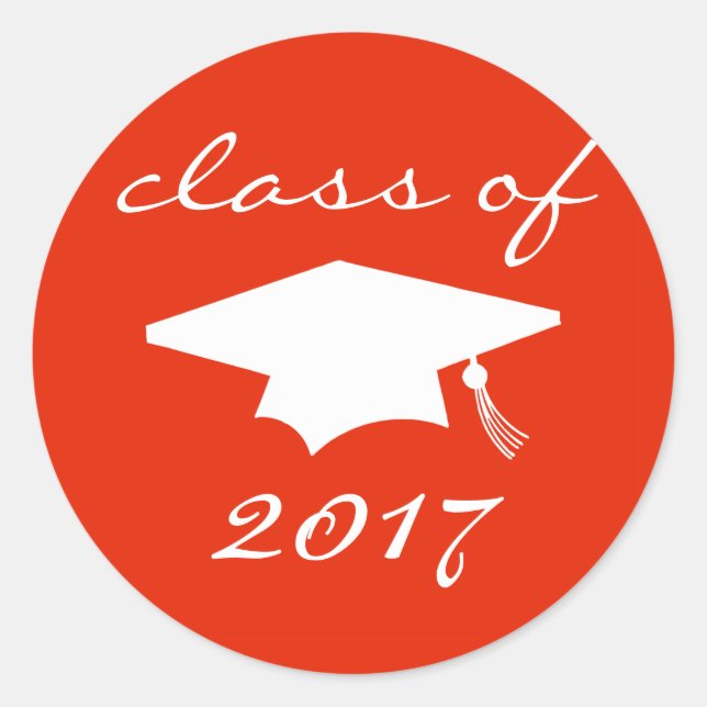 Class Of 2017 Label (Red Graduation Cap) (Front)