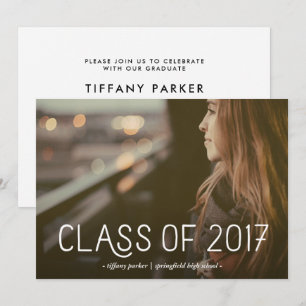 Class of 2017 Modern Typography Photo Grad Party Invitation