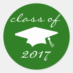 Class Of 2017 Sticker (Green Graduation Cap)