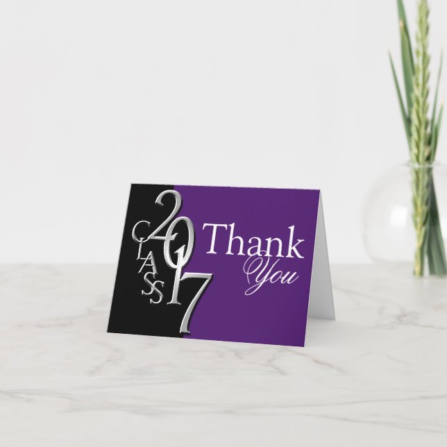 Class of 2017 Thank You Black and Purple Card (Front)