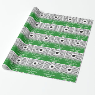 Class of 2017 Zigzag Green Personalised Graduation Wrapping Paper