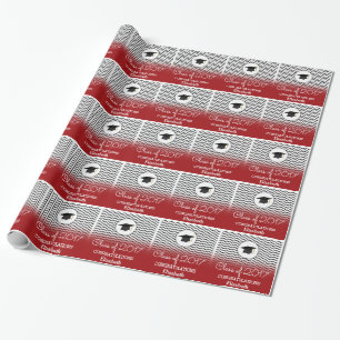Class of 2017 Zigzag Red Personalised Graduation Wrapping Paper