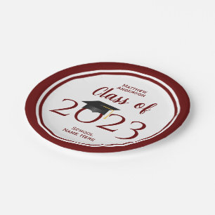 Class of 2018 2021 Grad Cap Graduate Graduation Paper Plate