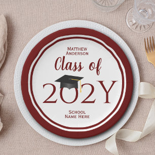 Class of 2018 2021 Grad Cap Graduate Graduation Paper Plate