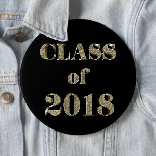 Class of 2018 Elegant Black and Gold Typography 6 Cm Round Badge