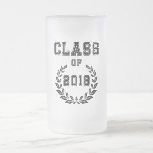 Class of 2018 frosted glass beer mug