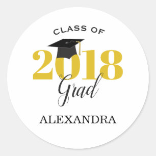 Class of 2018 Gold and Black Classic Round Sticker