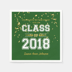 Class of 2018 Grad Party Green and Yellow Napkin