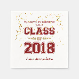 Class of 2018 Grad Party Maroon and Gold Napkin