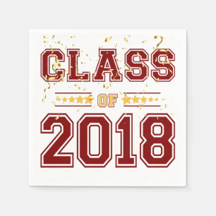 Class of 2018 Grad Party Maroon and Yellow Napkin
