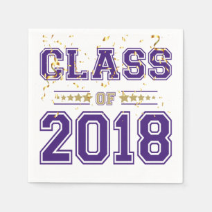 Class of 2018 Grad Party Purple and Gold Napkin