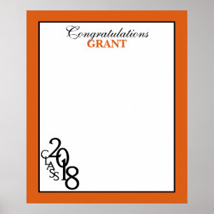 Class of 2018 Graduation Autograph Keepsake Orange Poster