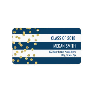 Class of 2018 Graduation Gold Blue Address Labels
