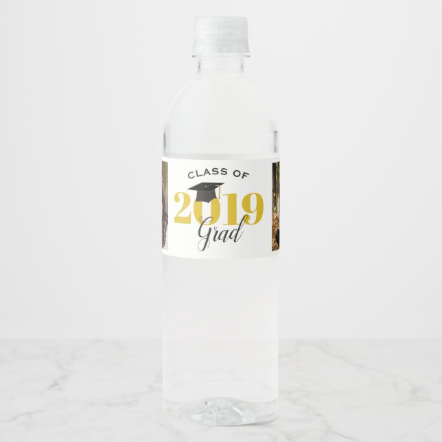 Class of 2019 | 2 photos Graduation Water Bottle Label (Front)