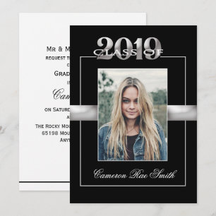 Class of 2019 Black & Silver Graduation Party Invitation