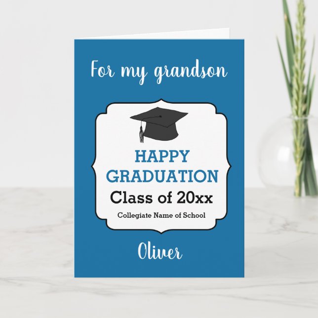 Class of 2019 - Blue Graduation Grandson Card (Front)