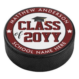 Class of 2019 Burgundy Graduate Graduation Hockey Puck
