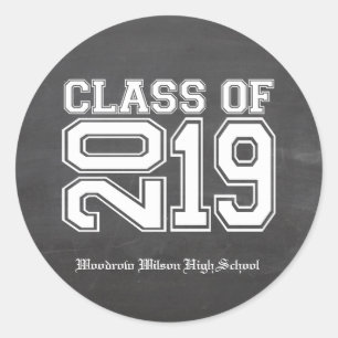Class of 2019 Chalkboard Varsity Graduation Classic Round Sticker