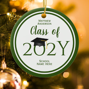 Class of 2019 Elegant Graduation Cap Graduate Ceramic Tree Decoration