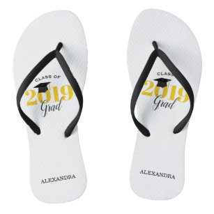 Class of 2019 Grad   Gold and Black Jandals