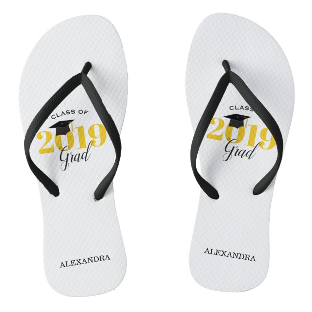 Class of 2019 Grad | Gold and Black Jandals (Footbed)