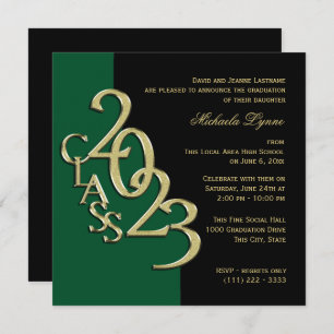 Class of 2019 Grad Green and Gold Invitation
