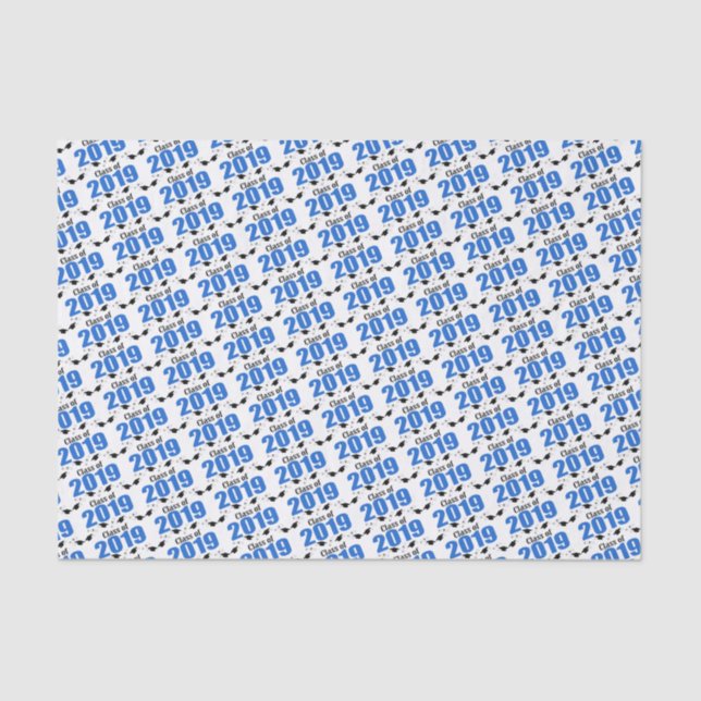 Class Of 2019 Graduation Tissue Paper (Blue Caps) (Front)