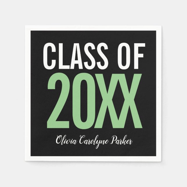 Class of 2019 Green Bold  Modern Graduation Napkin (Front)