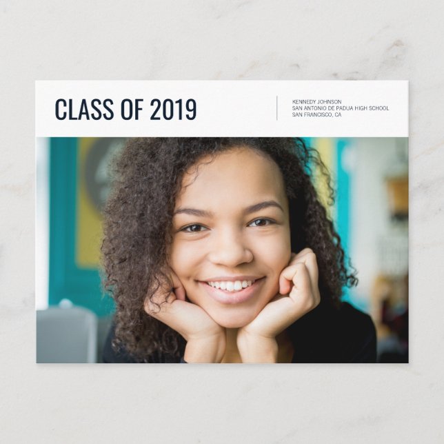 Class of 2019 | Photo Graduation Invitation Postcard (Front)