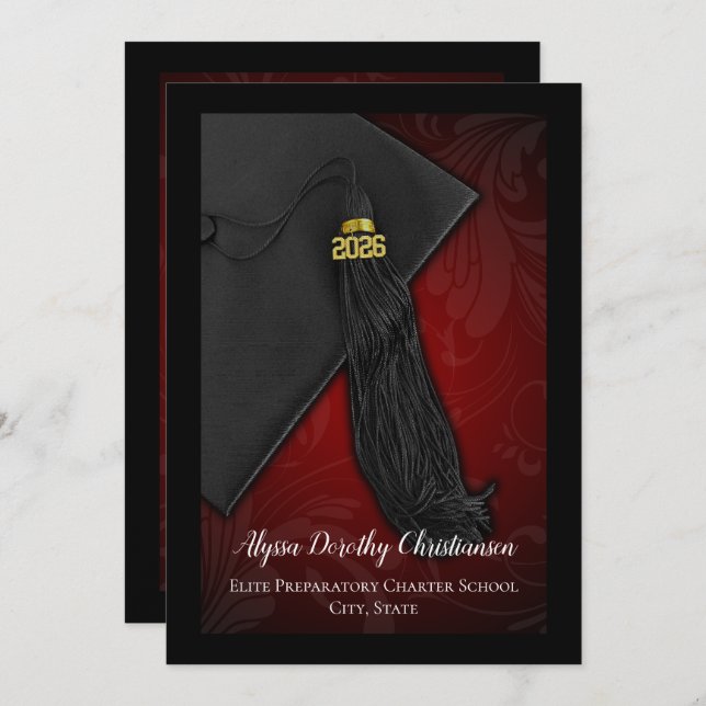 Class of 2019 Red Tassel College Graduation Invitation (Front/Back)