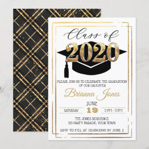 Class of 2020 Black & Gold Graduation Invitation