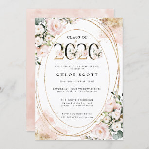 Class of 2020 Blush Pink Gold Graduation Invitation