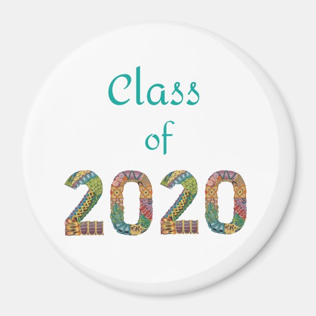 Class of 2020 colourful numbers magnet (Front)