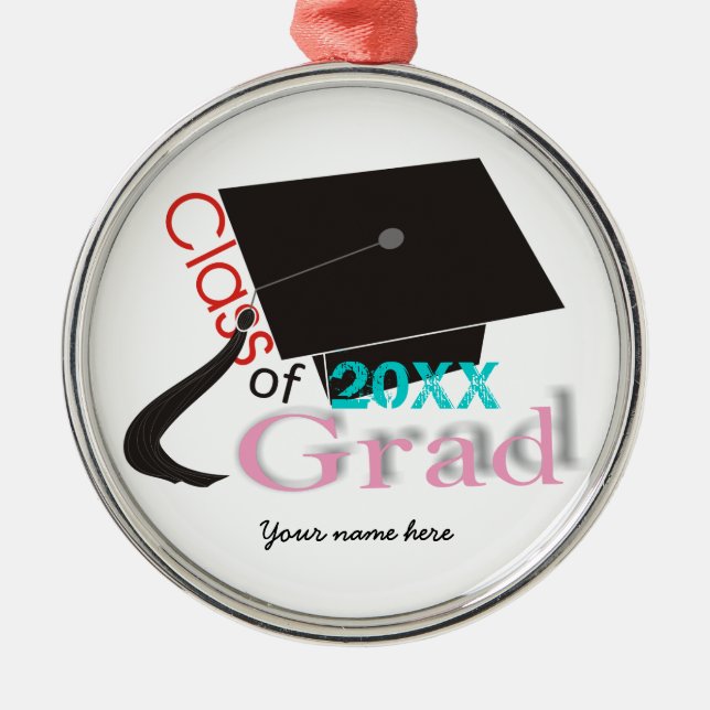 Class of 2020 Grad Graduation cap custom ornaments (Front)