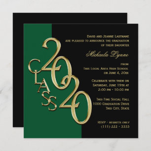 Class of 2020 Grad Green and Gold Invitation