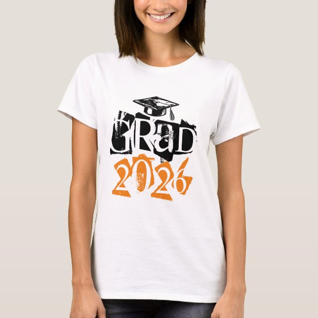 Class of 2020 grad orange typography graduation T-Shirt (Front)