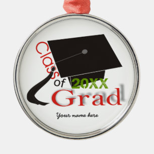 Class of 2020 red Grad Graduation cap Metal Tree Decoration
