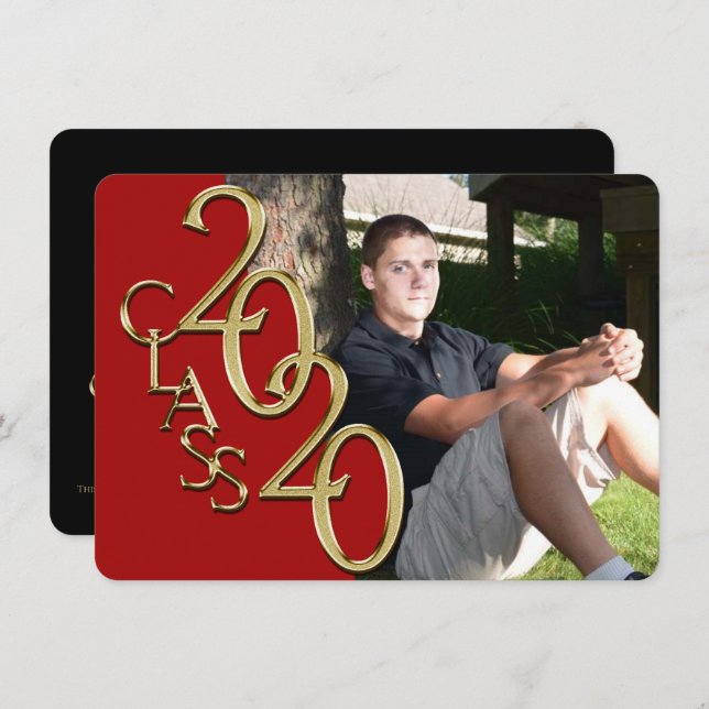 Class of 2020 Red Photo Graduation Invitation (Front/Back)