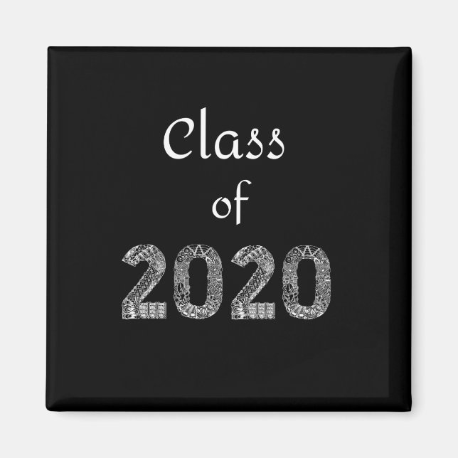 Class of 2020 white letters magnet (Front)