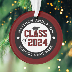 Class of 2021 Burgundy Red Graduate Graduation Ornament