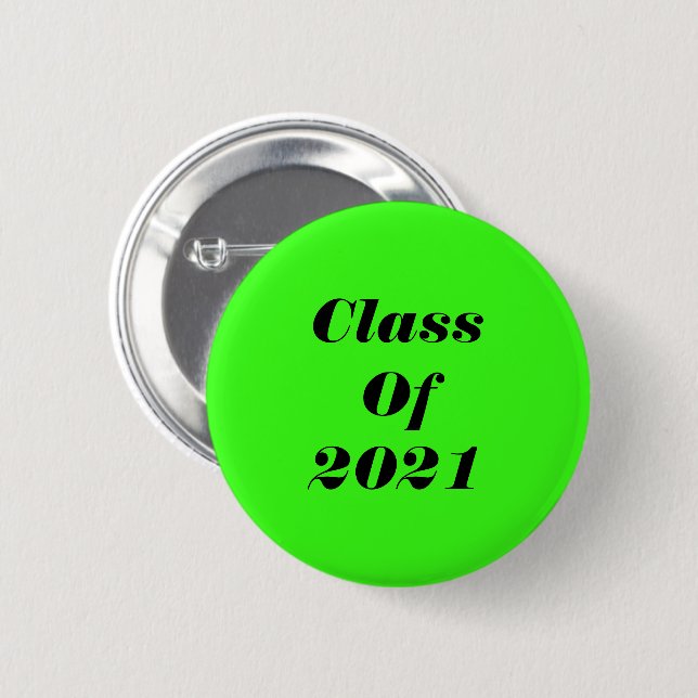 Class Of 2021 Custom Neon Green Graduation Party 6 Cm Round Badge (Front & Back)
