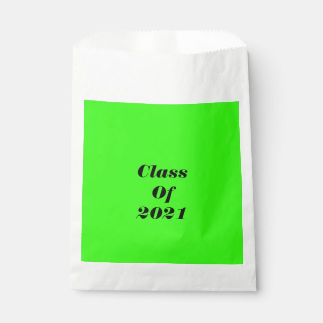Class Of 2021 Custom Neon Green Graduation Party Favour Bags (Front)