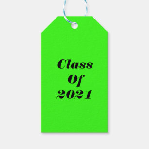 Class Of 2021 Custom Neon Green Graduation Party Gift Tags