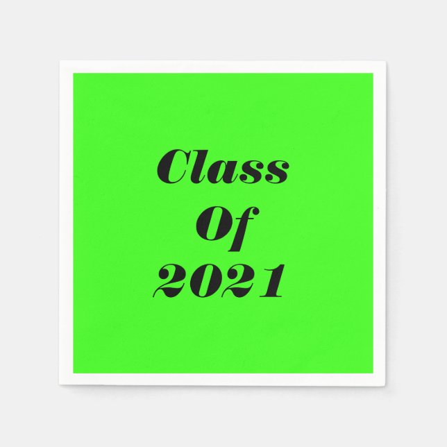 Class Of 2021 Custom Neon Green Graduation Party Napkin (Front)